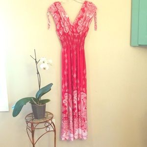 Red and White Boho Beach Dress